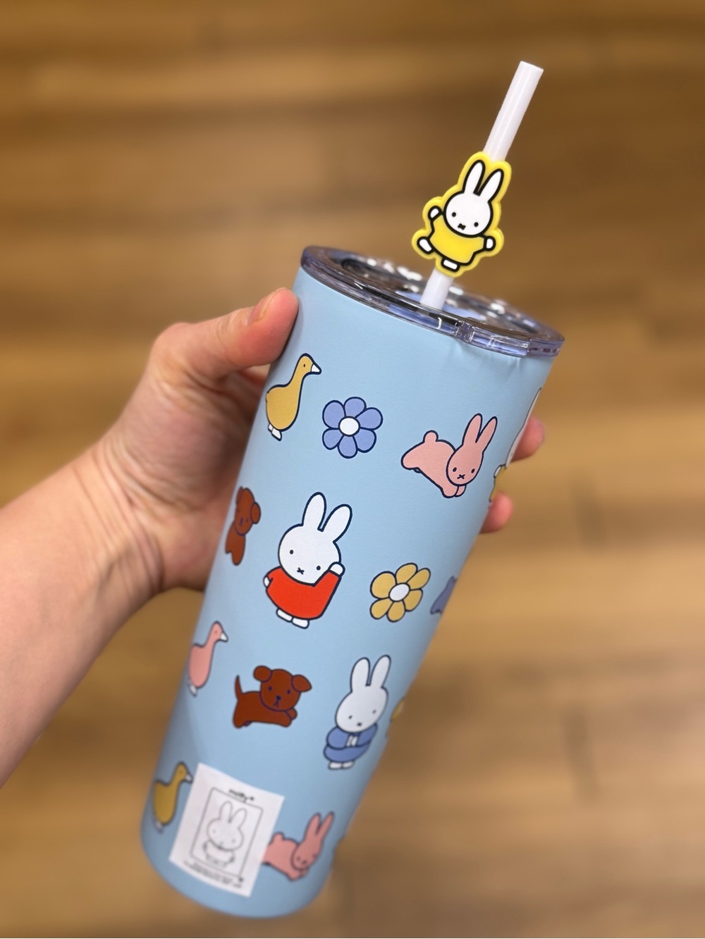 Blue Miffy Cartoon Bunny Tumbler with Straw
